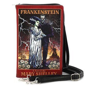 Frankenstein and Bride Book Crossbody Purse